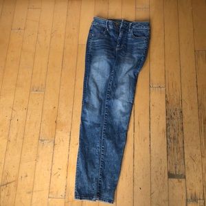 blue high wasted skinny jeans